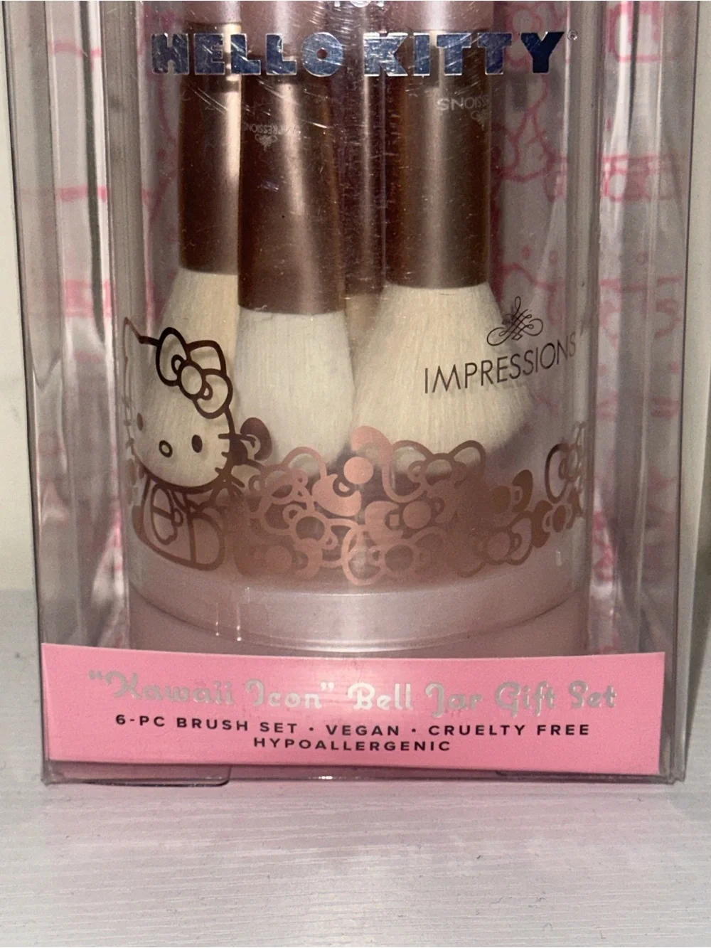 Hello Kitty Pink Kawaii Bell Jar Brush Set